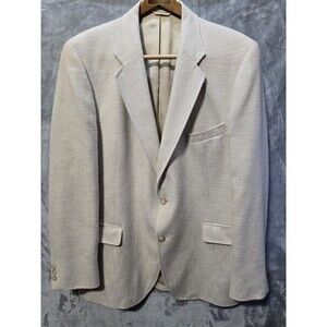 Vintage Adams Row Blazer Mens 46L Ivory Tweed Sports Coat Jacket Made in USA